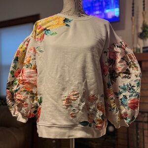 HEMANT & NANDITA Floral Puff Sleeve Sweatshirt